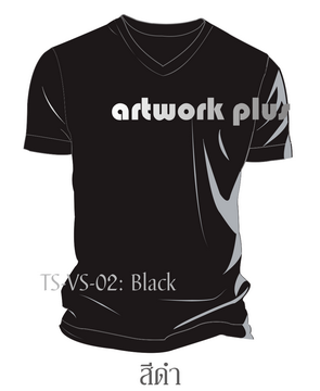 T-Shirt, TS-VS-02, เสื้อยืดคอวี สีดำ